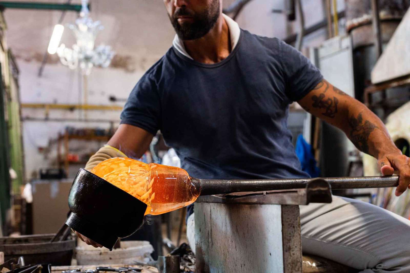 Démonstration de soufflage de verre à Murano et perle de verre