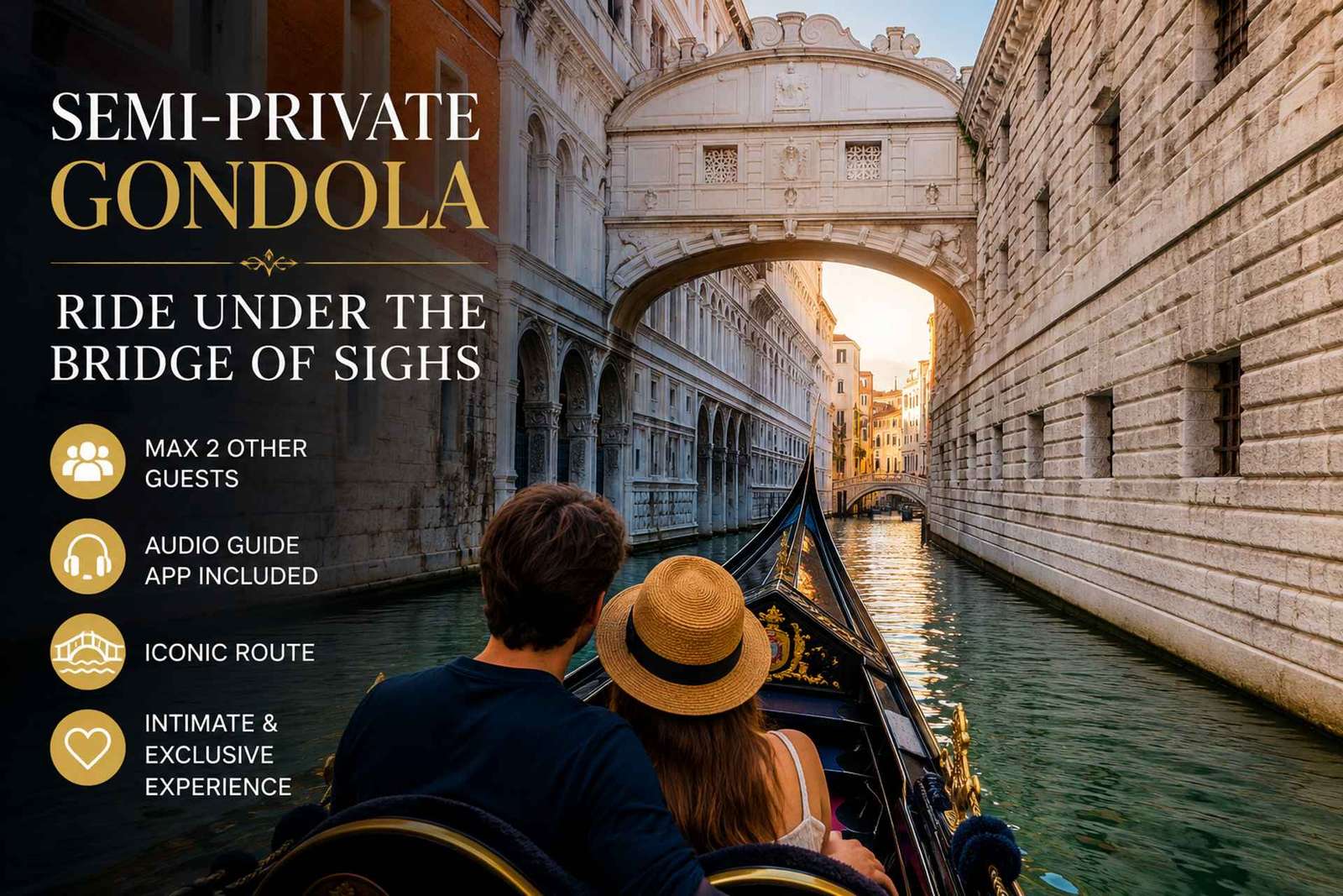 Promenade en gondole semi-privée à Venise, trois passagers