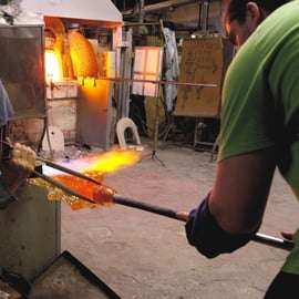 Murano : Démonstration de soufflage de verre et cadeau en verre artistique